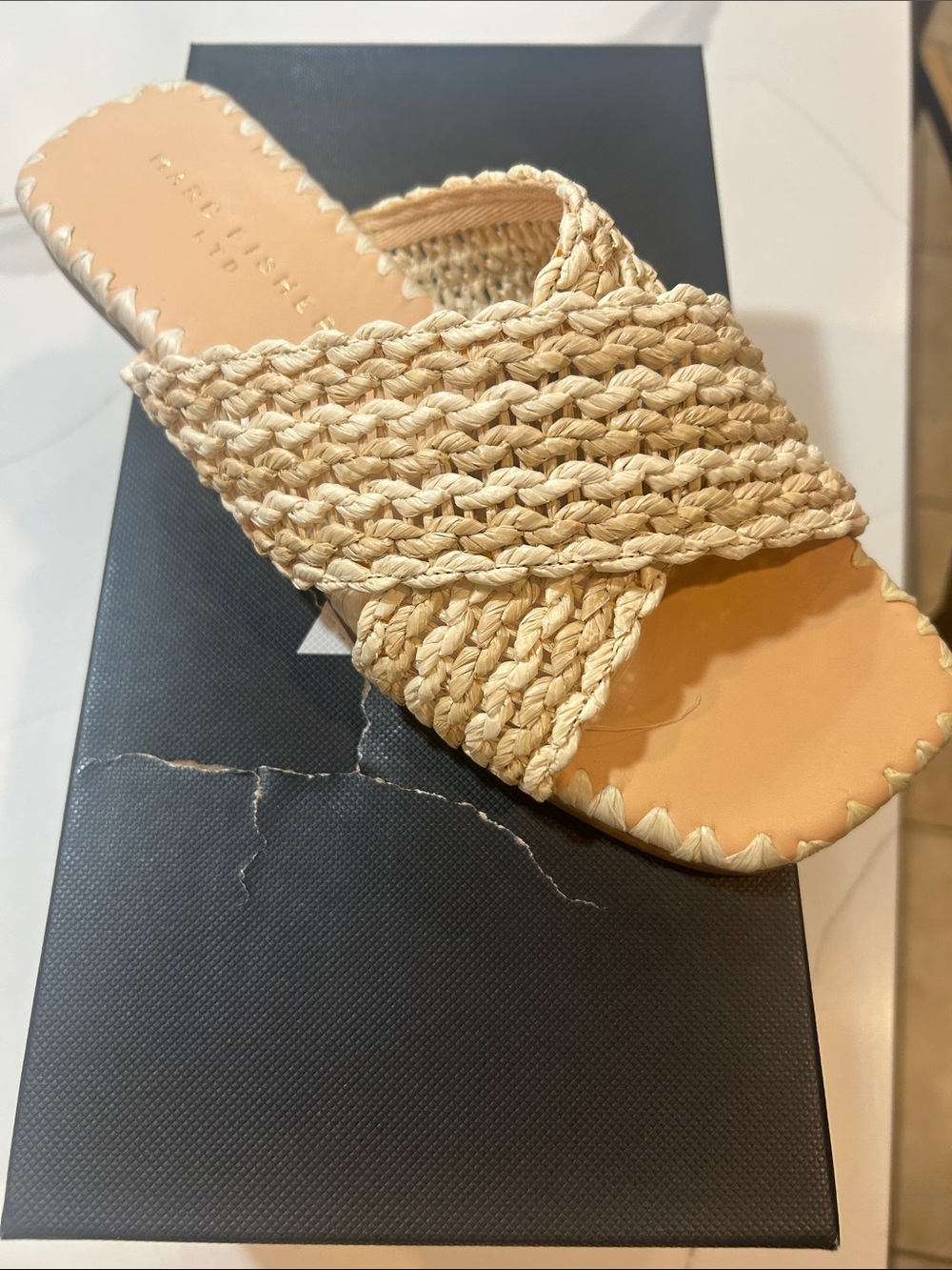 NEW NIB Marc Fisher 7.5 Light Natural Raffia Sandal